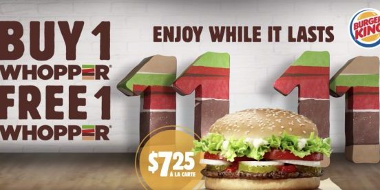 Burger King Singapore Singles’ Day Buy 1 Whopper FREE 1 Whopper Promotion While Stocks Last