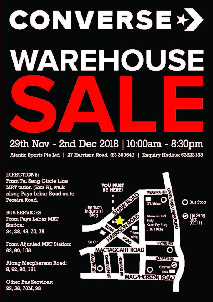 Converse Singapore Warehouse Sale from 29 Nov - 2 Dec 2018 | Why Not Deals