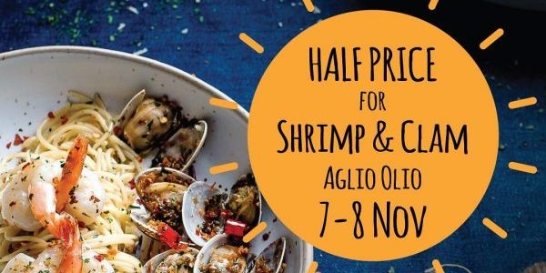 Fish & Co. Singapore Shrimp & Clam Aglio Olio 50% Off Promotion 7-8 Nov 2018