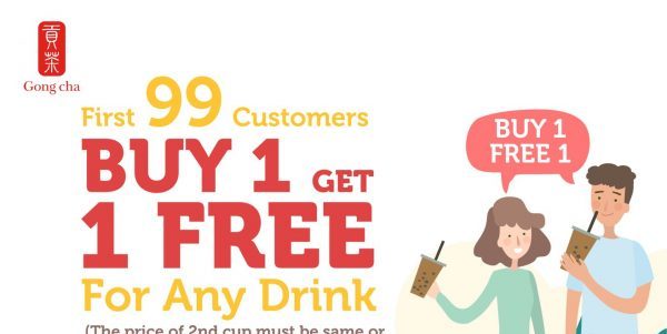 Gong Cha Singapore AMK Outlet Buy 1 Get 1 FREE Promotion only on 30 Nov 2018