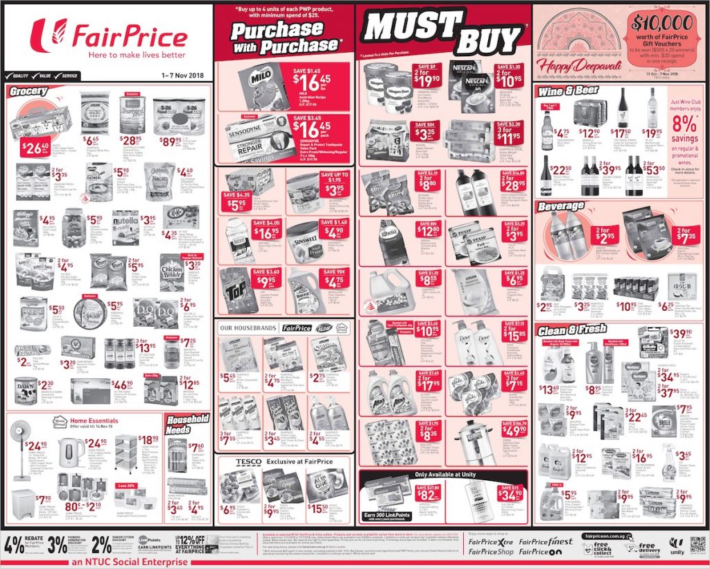 NTUC FairPrice Singapore Your Weekly Saver Promotion 1-7 Nov 2018 | Why Not Deals