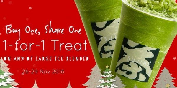 TSUJIRI Singapore Christmas 1-for-1 on any Large Ice Blended Promotion 26-29 Nov 2018