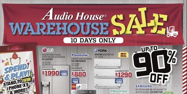 Audio House Singapore Warehouse Sale Up to 90% Off Promotion 15-26 Dec 2018