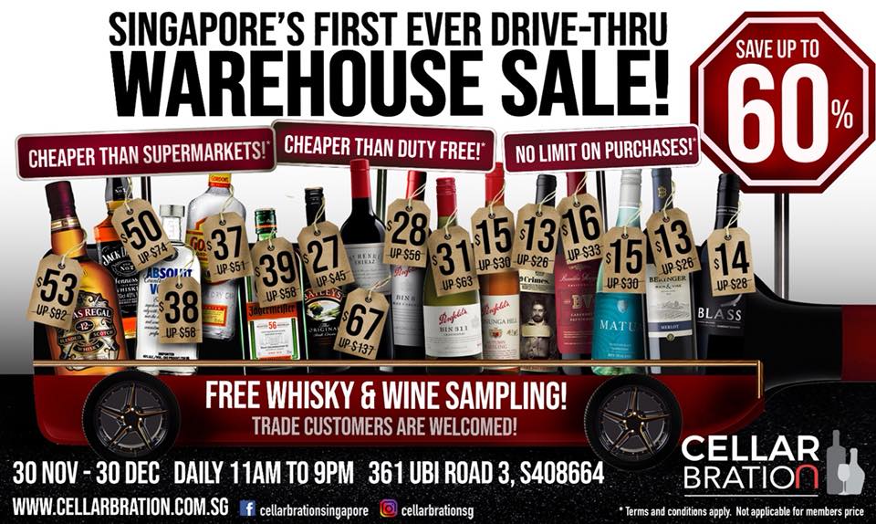 Cellarbration Singapore First Alcohol Drive-thru Up to 60% Off Promotion 30 Nov - 30 Dec 2018 | Why Not Deals