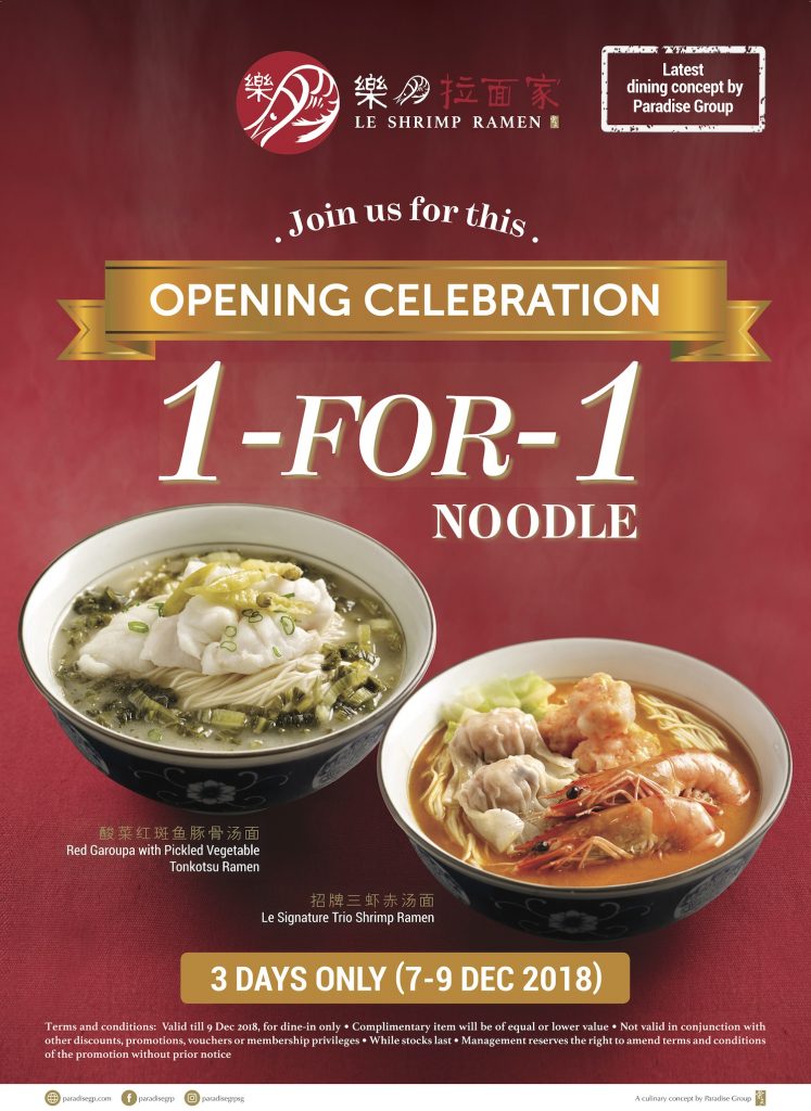 Le Shrimp Ramen Singapore Grand Opening 1-for-1 Noodle ALL DAY Promotion 7-9 Dec 2018 | Why Not Deals 1