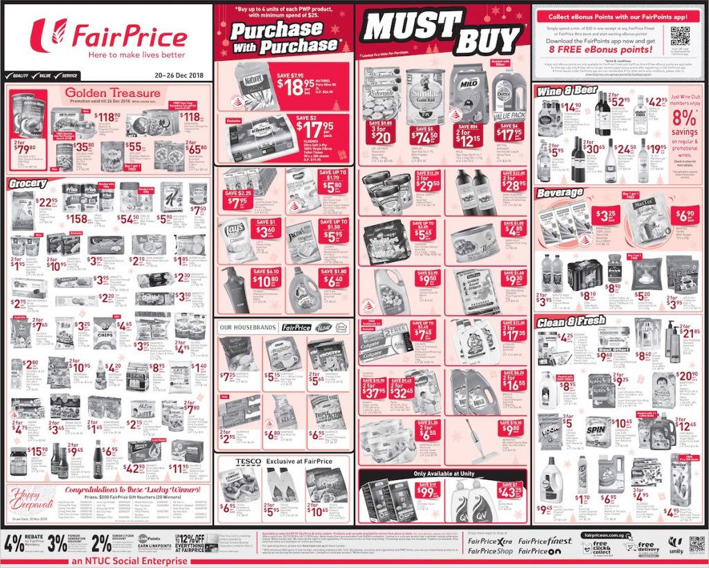 NTUC FairPrice Singapore Your Weekly Saver Promotion 20-26 Dec 2018 | Why Not Deals