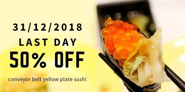 One Sushi Singapore Enjoy 50% Off Yellow Plate Sushi Promotion ends 31 Dec 2018