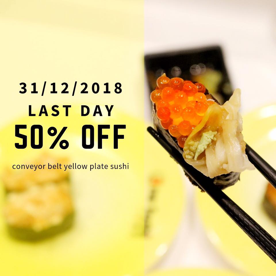 One Sushi Singapore Enjoy 50% Off Yellow Plate Sushi Promotion ends 31 Dec 2018 | Why Not Deals