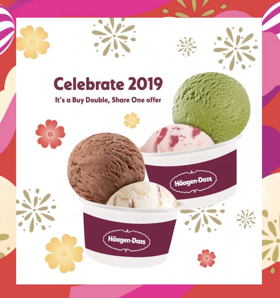 Häagen-Dazs Singapore Buy 1 Share 1 Double Scoop Ice Cream Promotion 2-4 Jan 2019 | Why Not Deals