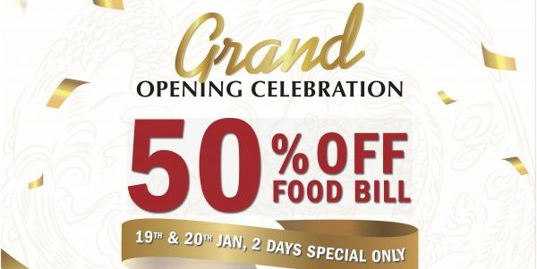 Paradise Dynasty Singapore Grand Opening Celebration Up to 50% Off Promotion 19-20 Jan 2019