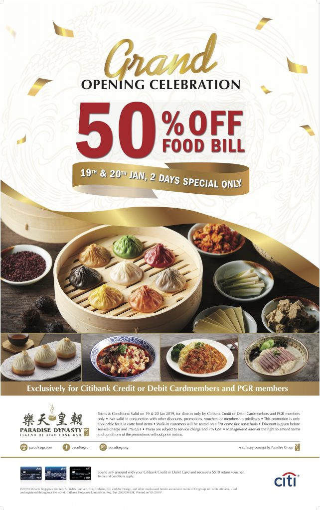 Paradise Dynasty Singapore Grand Opening Celebration Up to 50% Off Promotion 19-20 Jan 2019 | Why Not Deals