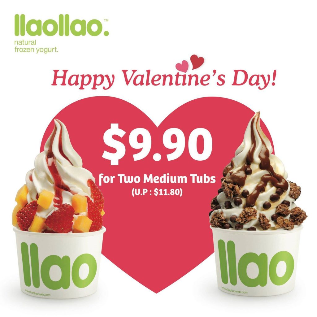 llaollao Singapore 2 Medium Tubs for only $9.90 Valentine's Day Promotion 14-17 Feb 2019 | Why Not Deals