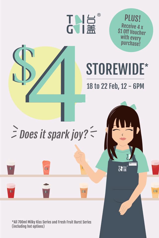TaiGai Singapore $4 Storewide Promotion 12PM to 6PM 18-22 Feb 2019 | Why Not Deals