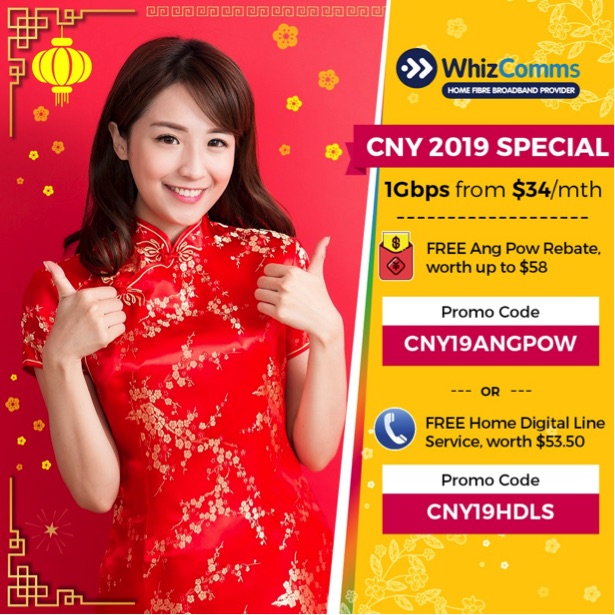 WhizComms Singapore $34/mth for 1Gbps Home Broadband Exclusive Chinese New Year Promotion ends 19 Feb 2019 | Why Not Deals