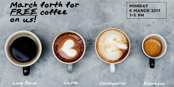 Olivia & Co. Singapore March Forth for FREE Coffee Promotion only on 4 Mar 2019