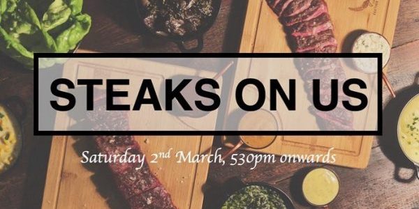 The Feather Blade Singapore FREE STEAKS on Opening Day Promotion only on 2 Mar 2019