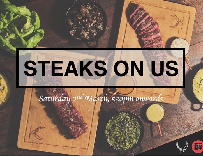 The Feather Blade Singapore FREE STEAKS on Opening Day Promotion only on 2 Mar 2019 | Why Not Deals