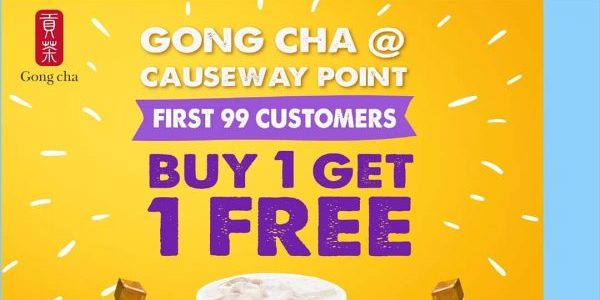 Gong Cha Singapore Buy 1 Get 1 FREE at Causeway Point Opening Promotion only on 31 May 2019