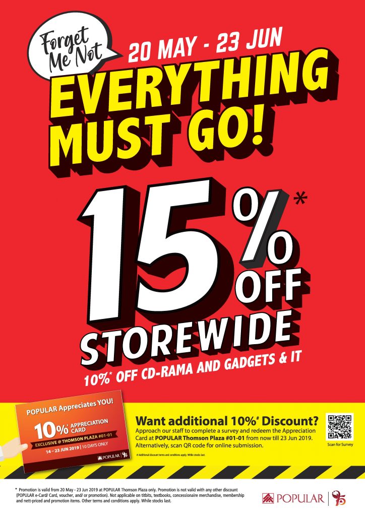 POPULAR at Thomson Plaza is having a 'Forget Me Not Everything Must Go' Sale Up to 90% Off 20 May - 23 Jun 2019 | Why Not Deals 1
