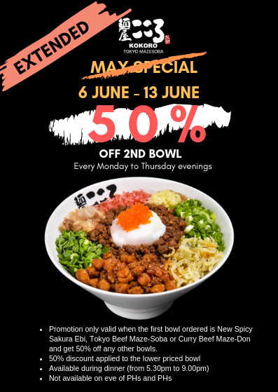 Menya Kokoro Singapore Extended May Special 50% Off Promotion 6-13 Jun 2019 | Why Not Deals