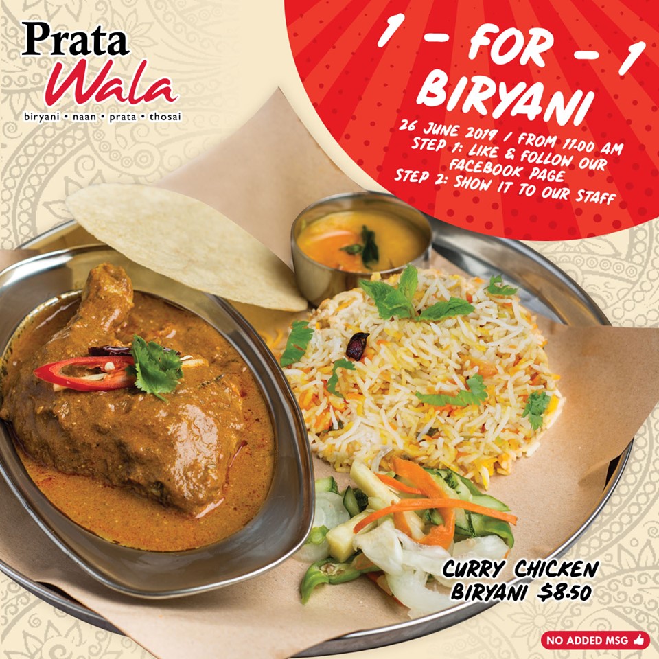 Prata Wala Singapore 1-for-1 Curry Chicken Biryani Promotion only on 2 | Why Not Deals