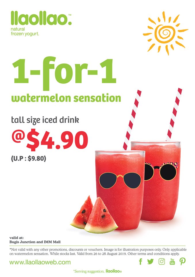 llaollao Singapore 1-for-1 Watermelon Sensation Promotion 26-28 Aug 2019 | Why Not Deals
