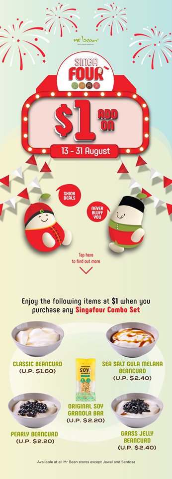 Mr Bean Singapore $1 Deals with Purchase of any SINGAFOUR Combo Set Promotion 13-31 Aug 2019 | Why Not Deals