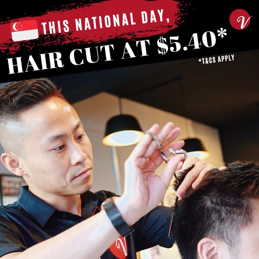 V HAIR SALON Singapore celebrates National Day with $5.40 Haircut Promotion ends 16 Aug 2019 | Why Not Deals