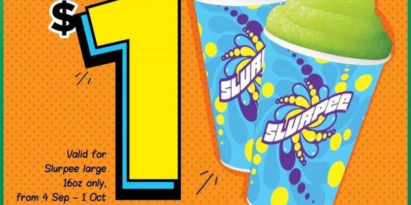 7-Eleven Singapore Enjoy 2nd Slurpee at only $1 Promotion 4 Sep – 1 Oct 2019