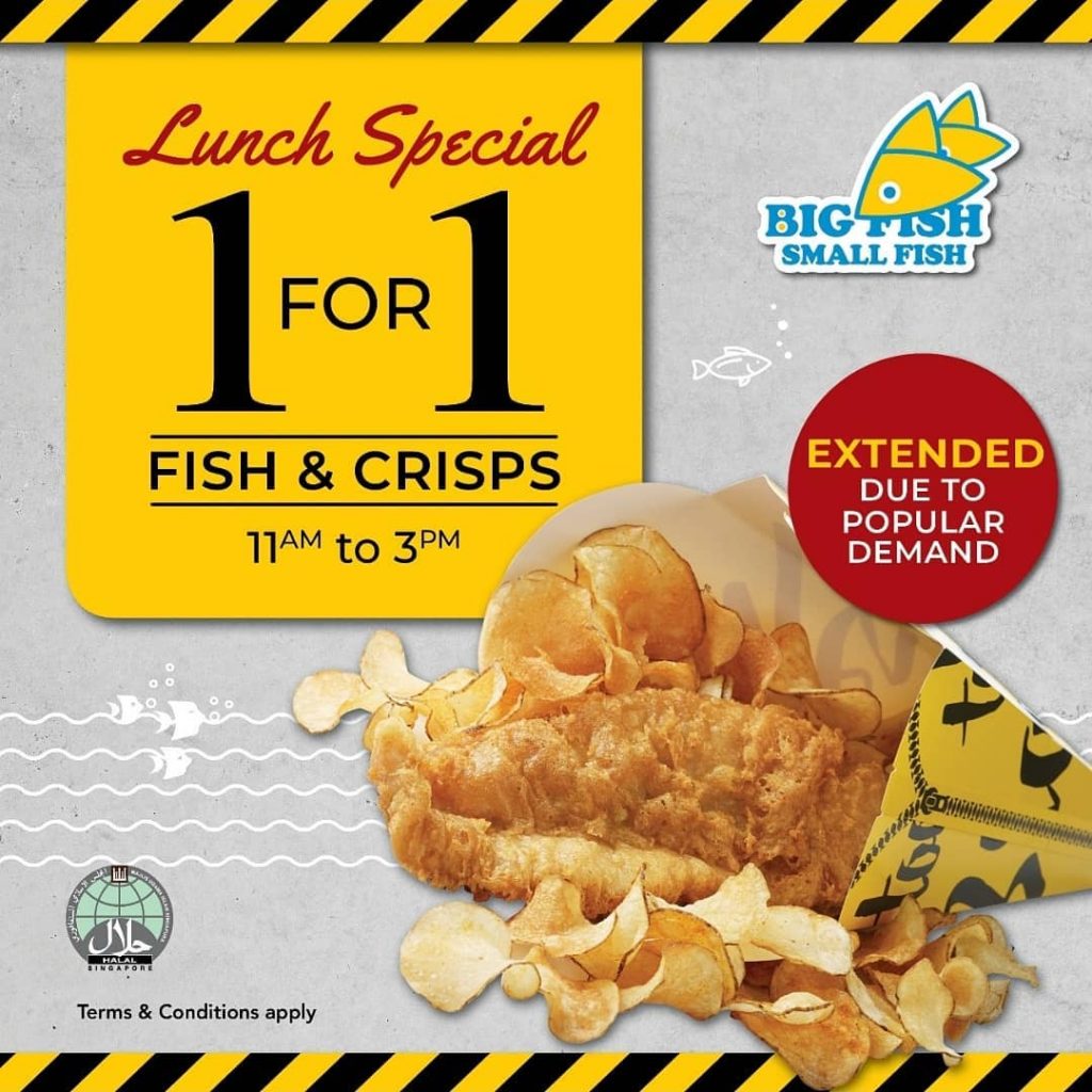 Big Fish Small Fish Singapore Lunch Special 1 for 1 Fish & Crisps Promotion Extended to 30 Sep 2019 | Why Not Deals