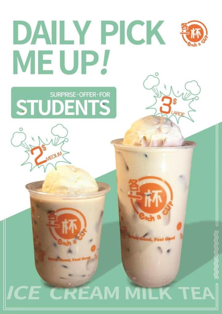 Each-a-Cup Singapore Flash Student Card to Enjoy FREE Milk Tea with Ice Cream at $2 Promotion ends 20 Oct 2019 | Why Not Deals