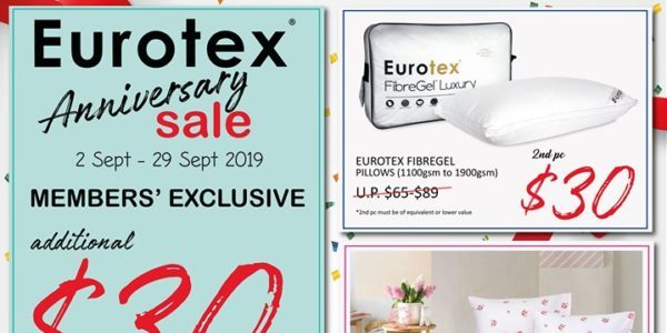 Eurotex Singapore Celebrates 3rd Anniversary with Up to 70% Off Promotion 2-29 Sep 2019