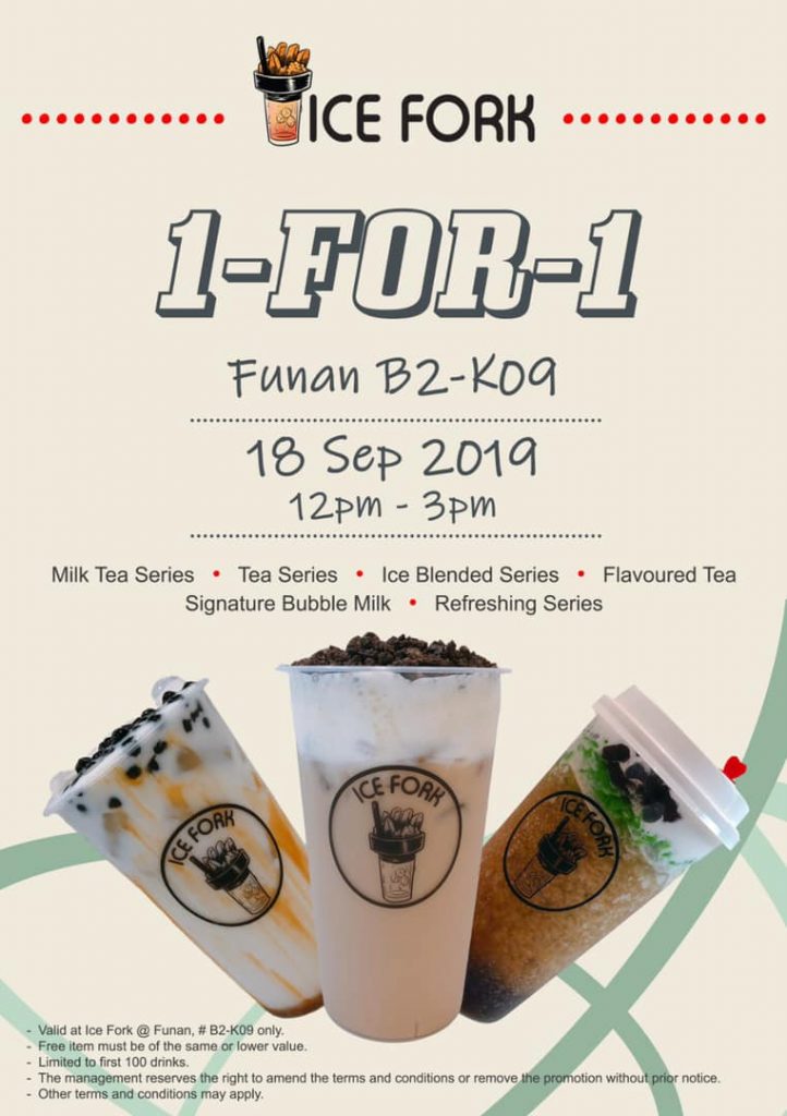 Ice Fork Singapore Funan Outlet 1-for-1 Promotion only on 18 Sep 2019 | Why Not Deals