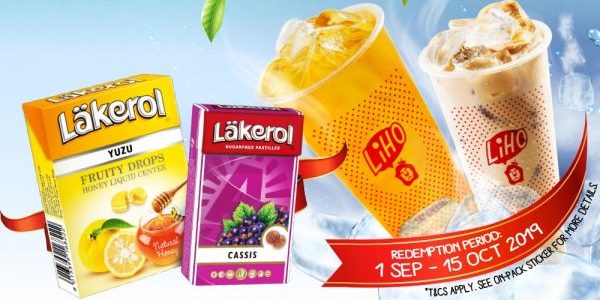 Läkerol Singapore FREE LiHO Milk Tea or Jasmine Green Tea with 2 Empty Packs Promotion 1 Sep – 15 Oct 2019