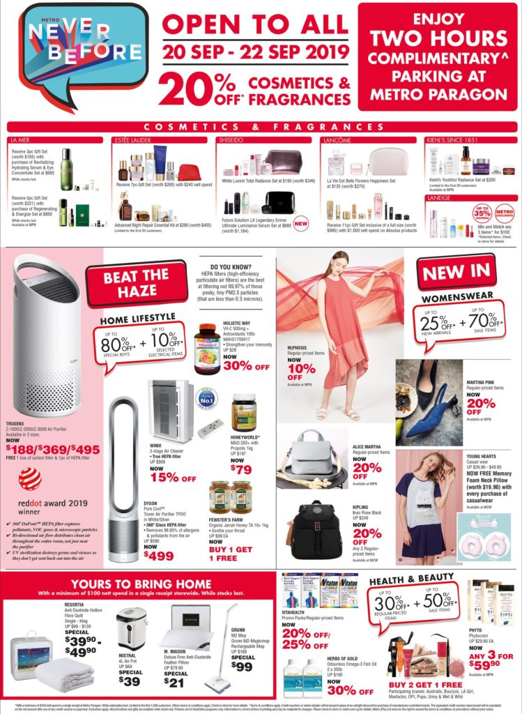 METRO Singapore Beat the Haze with Air Purifiers Up to 80% Off Promotion 20-22 Sep 2019 | Why Not Deals