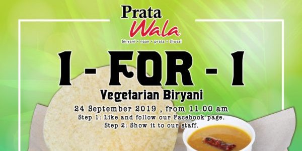 Prata Wala Singapore 1-for-1 Vegetarian Biryani Promotion 24 Sep 2019