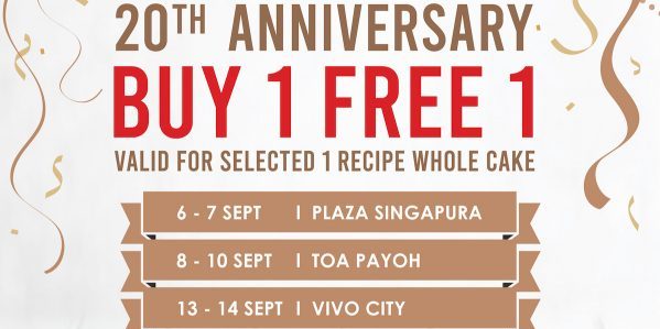 Secret Recipe Singapore 20th Anniversary Buy 1 FREE 1 Promotion 6-14 Sep 2019