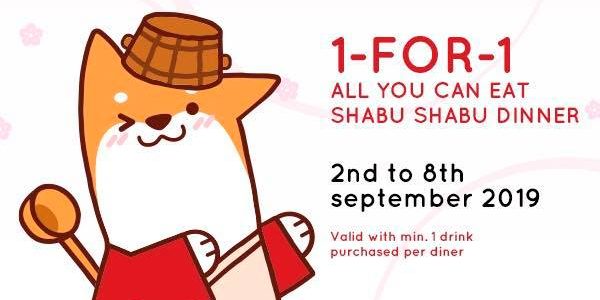 SUKI-YA Singapore 1-for-1 All You Can Eat Shabu Shabu Dinner Promotion 2-8 Sep 2019
