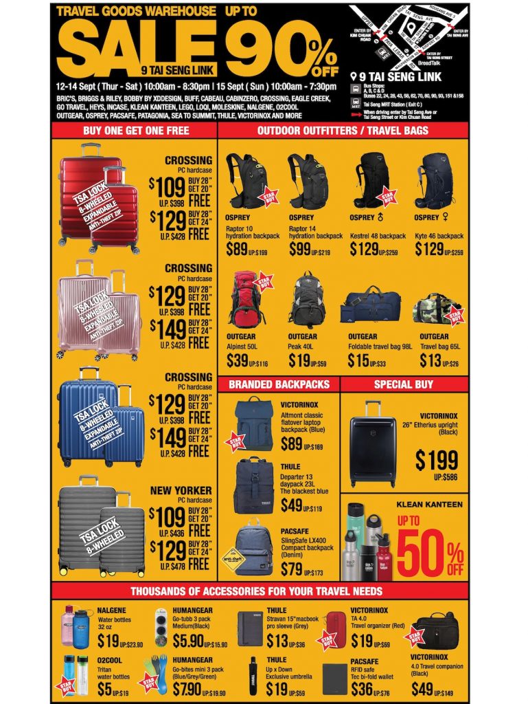 The Planet Traveller Singapore Warehouse Sales Up to 90% Off Promotion 12-15 Sep 2019 | Why Not Deals