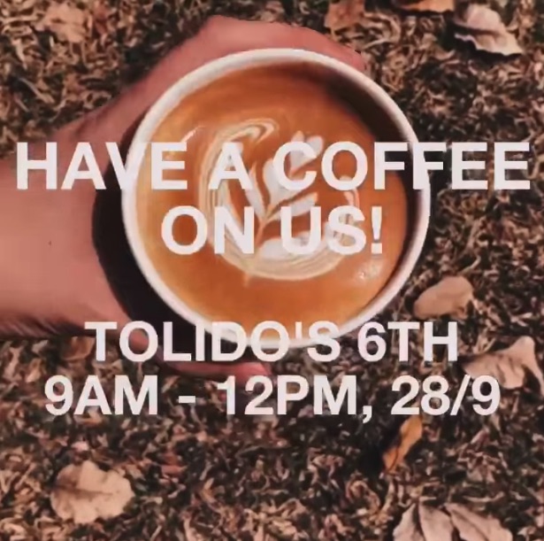 Tolido's Espresso Nook Singapore 6th Birthday FREE Coffees Promotion 28 Sep 2019 | Why Not Deals