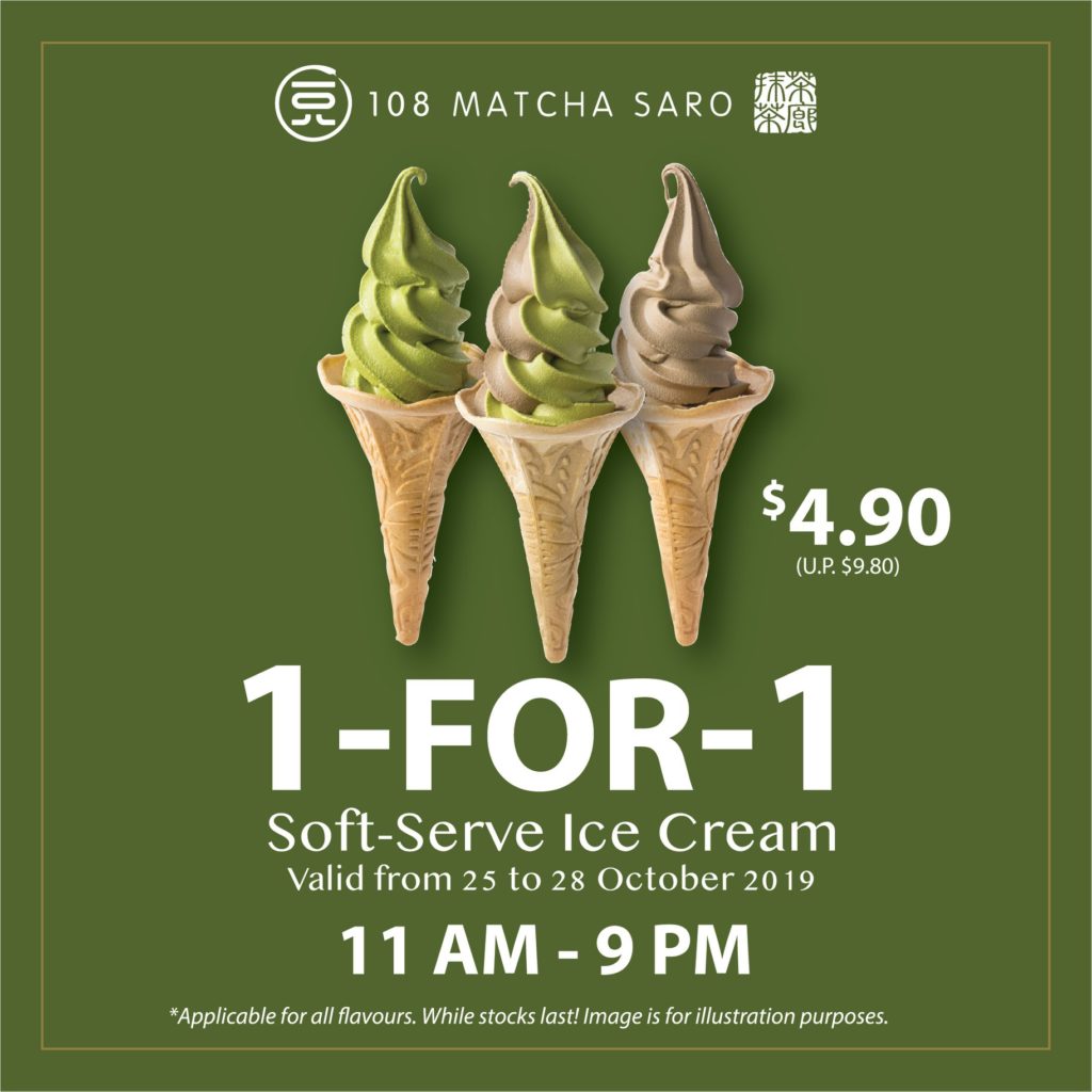 108 Matcha Saro Singapore TGIF 1-for-1 Soft-Serve Ice Cream Promotion 25-28 Oct 2019 | Why Not Deals
