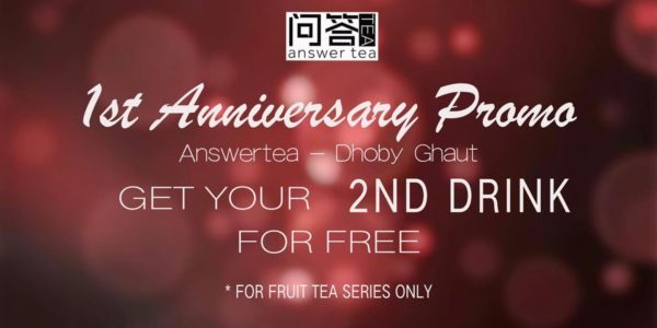 AnswerTea.sg 1st Anniversary 1-for-1 Fruit Tea Promotion 10-13 Oct 2019