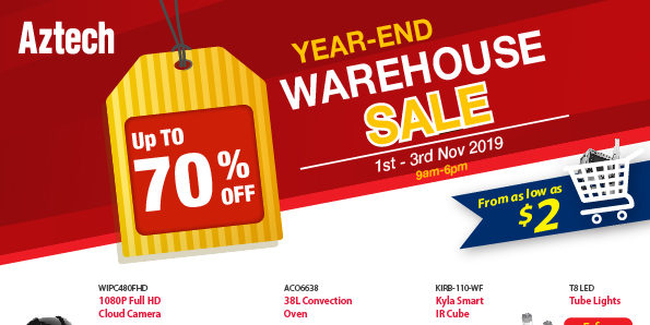 Aztech Singapore Year-End Warehouse Sales Up to 70% Off Promotion 1-3 Nov 2019