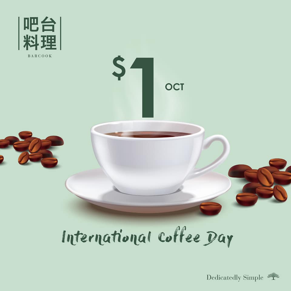 Barcook Bakery Singapore International Coffee Day $1 Local Coffee Promotion 1 Oct 2019 | Why Not Deals