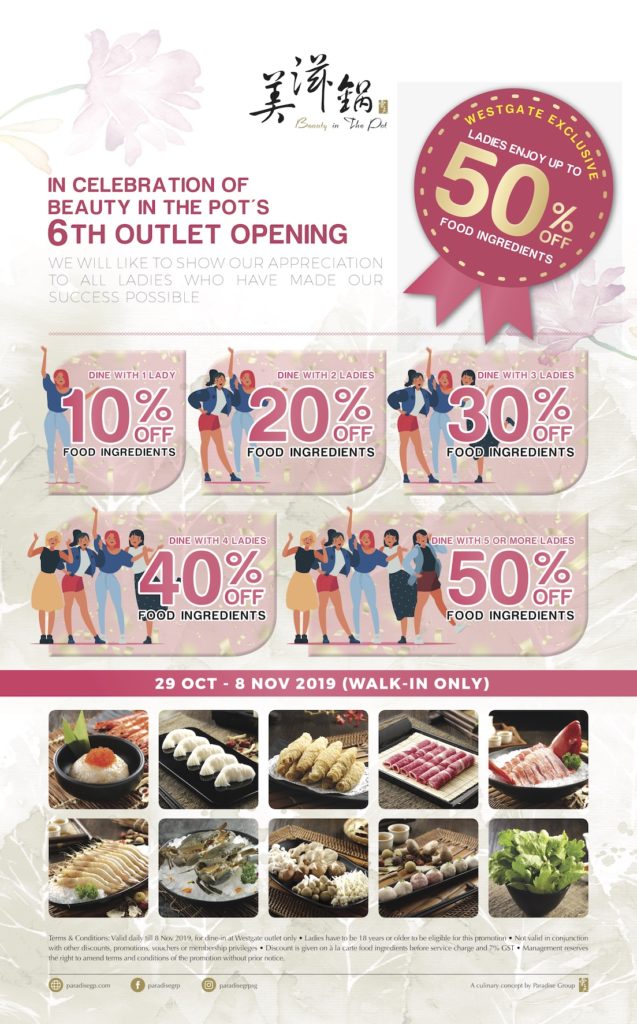 Beauty in The Pot Singapore 6th Outlet Opening at Westgate Up to 50% Off Promotion 29 Oct - 8 Nov 2019 | Why Not Deals