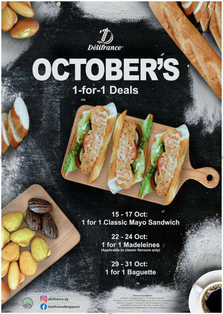 Délifrance Singapore Best-Selling Signatures 1-for-1 Promotion 14-31 Oct 2019 | Why Not Deals 2