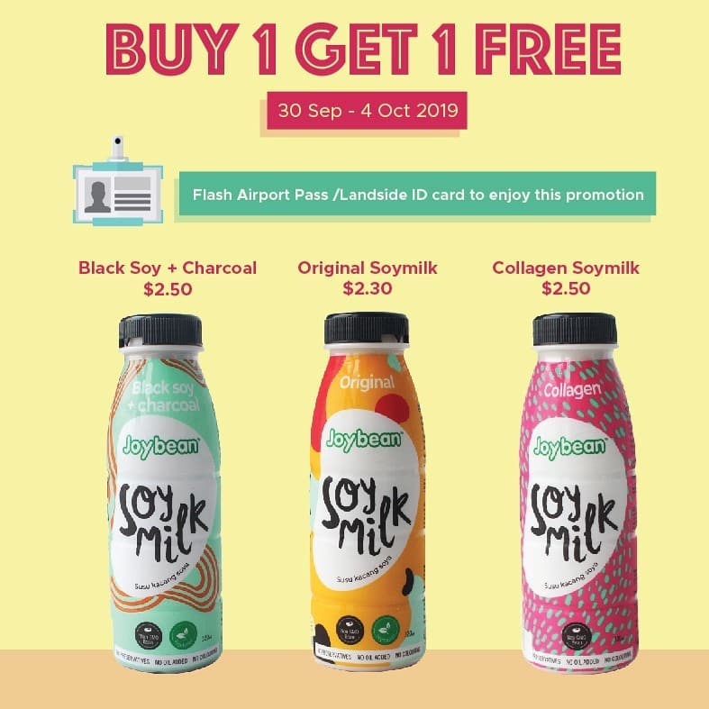 Jollibean Singapore Changi Airport Staff Perks 1-for-1 Soymilk Promotion 30 Sep - 4 Oct 2019 | Why Not Deals