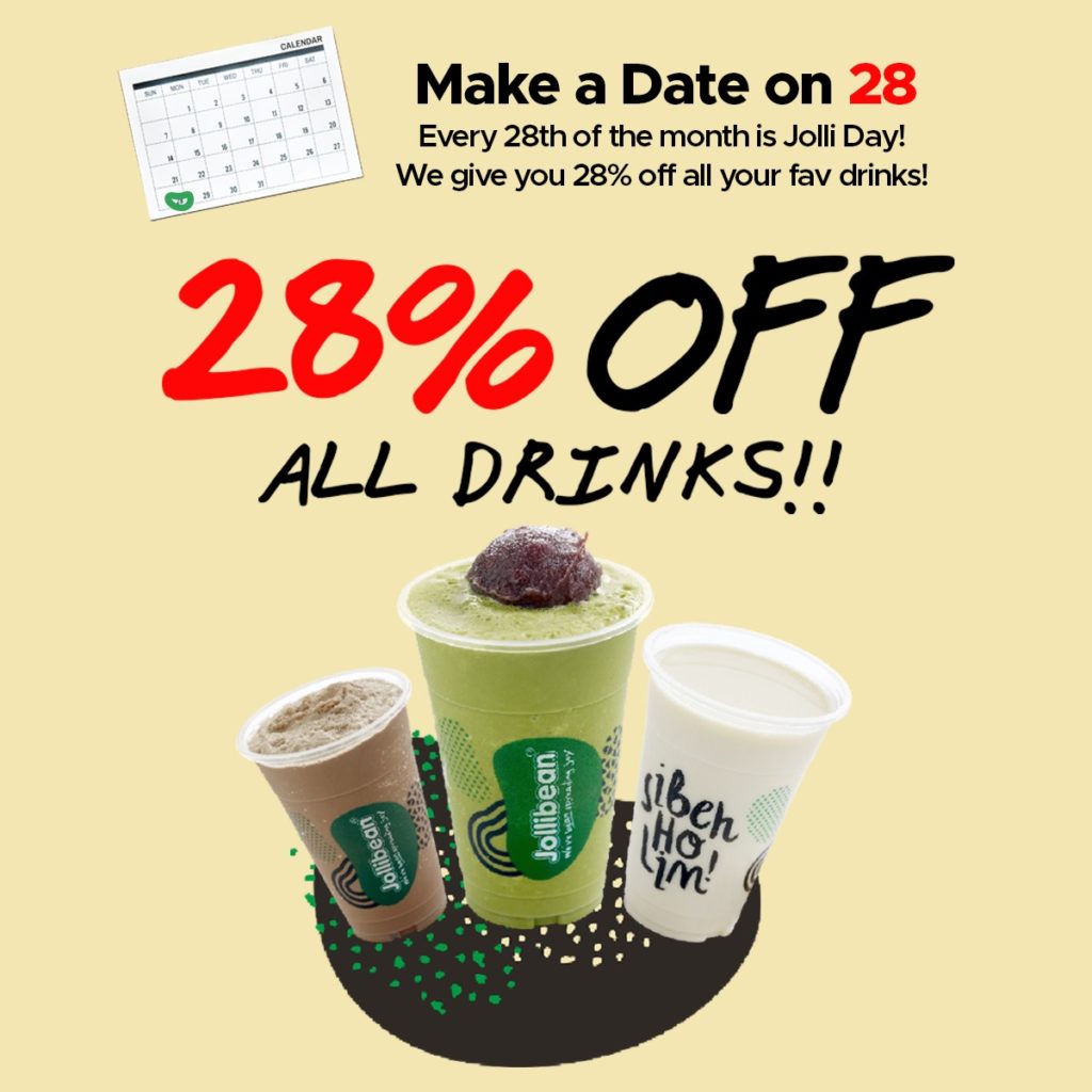 Jollibean Singapore Jolli Day 28% Off All Jollibean Drinks Promotion only on 28 Oct 2019 | Why Not Deals