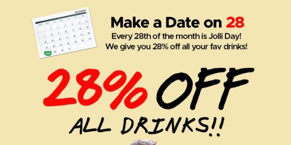 Jollibean Singapore Jolli Day 28% Off All Jollibean Drinks Promotion only on 28 Oct 2019