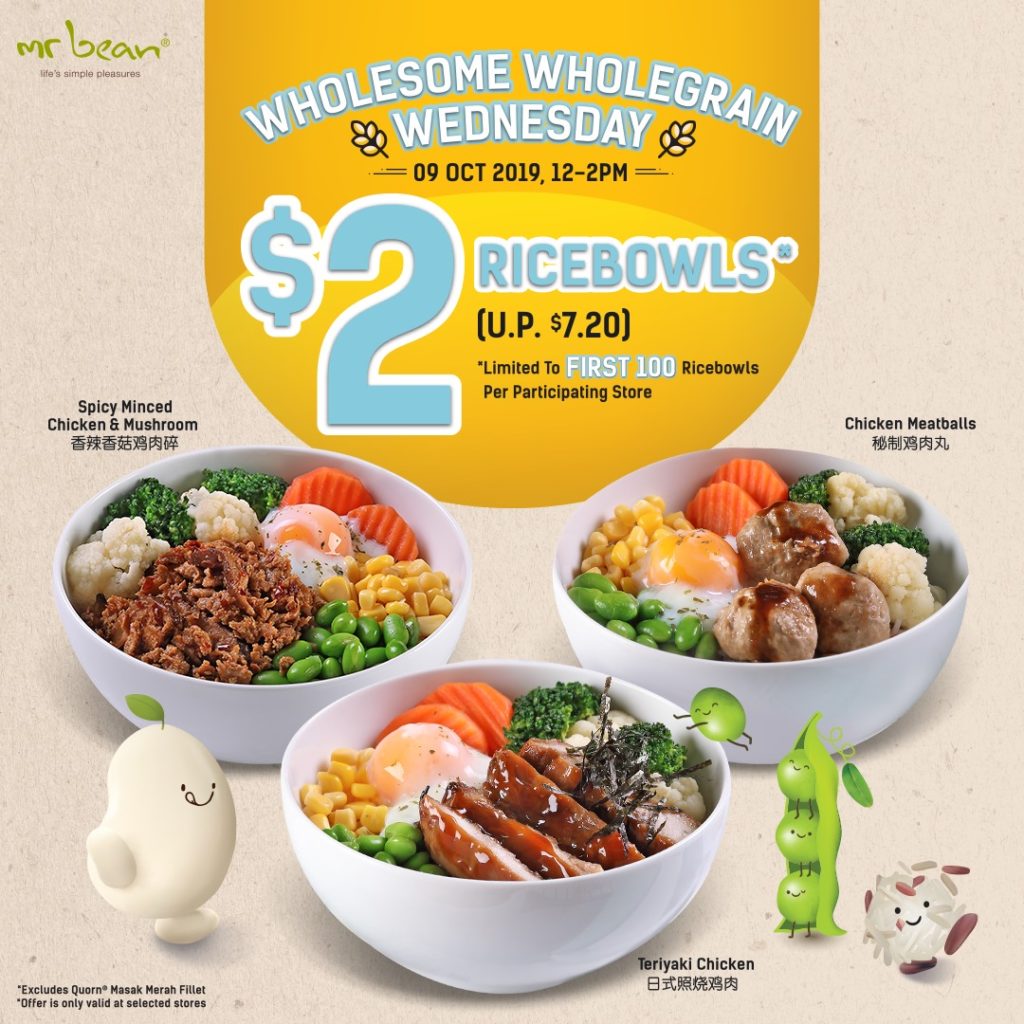 Mr Bean Singapore Midweek $2 Wholegrain Ricebowl Flash Sale 9 Oct 2019 | Why Not Deals